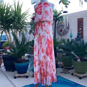 🌸🧡🌸INC PLEATED FLORAL PRINT MAXI DRESS🌸🧡🌸